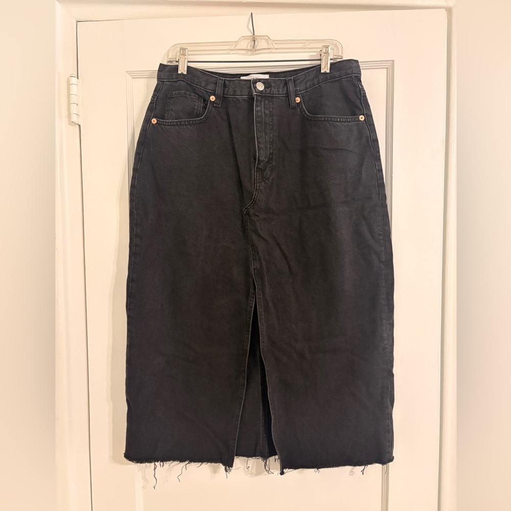 Black Denim Midi Skirt